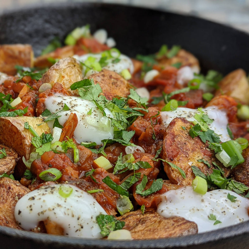 Roasted Potato Skillet Bake with Harissa Jackfruit