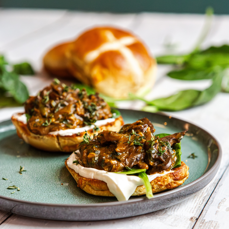 Creamy Mushrooms Hot Cross Bun