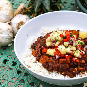 Brazilian Beans with Pineapple Salsa