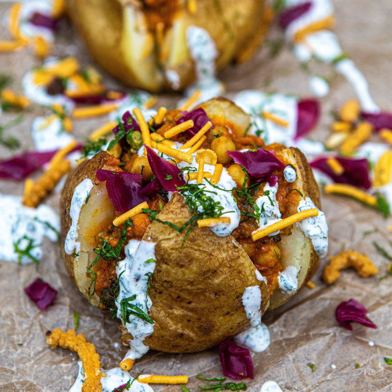 Curried Chickpeas Loaded Jacket Potato
