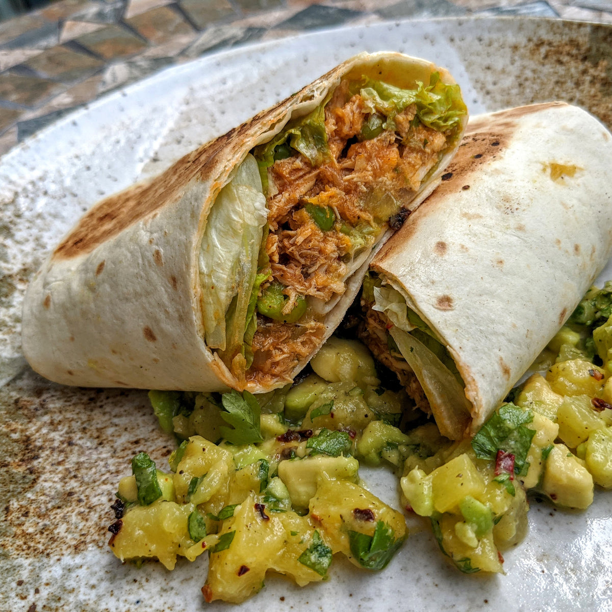 Jerk Chicken Wrap with Pineapple & Avo Salsa