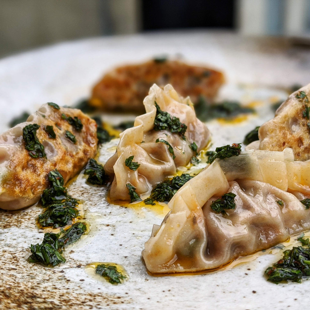 Jerk Potstickers with Wasakaka Sauce