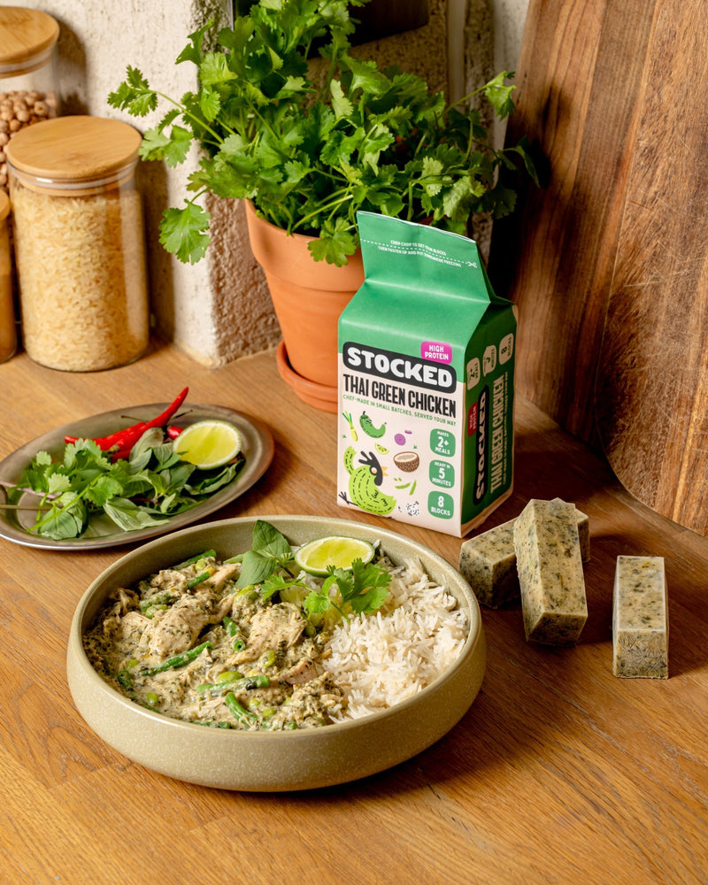 Thai Green Chicken with Rice and Salad