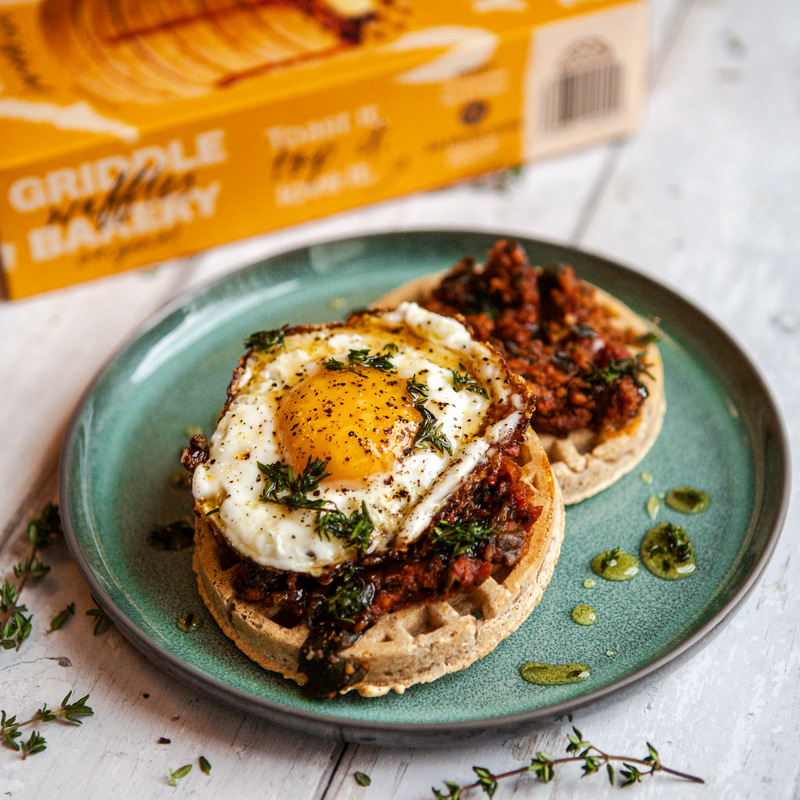 Sausage Arrabbiata and Egg Waffles